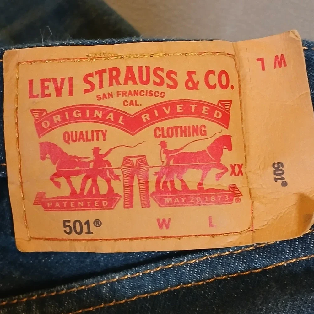 Levis Men's 501 Original Jeans Big & Tall Size 50x32 Blue Stretch Straight NEW